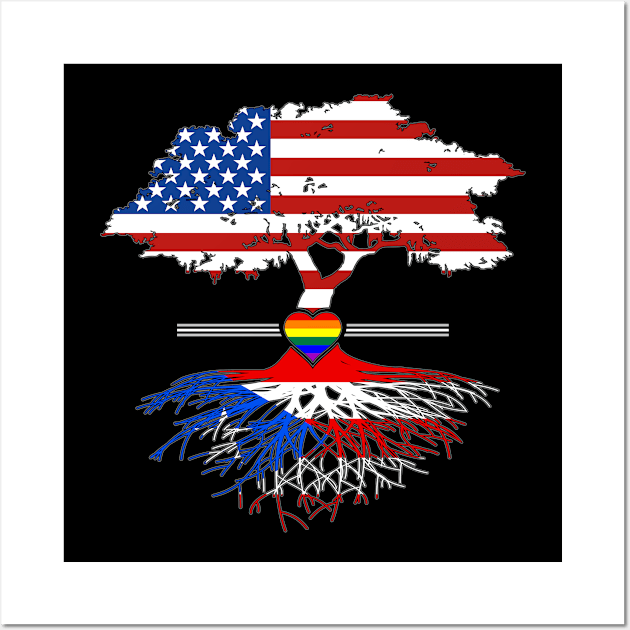 American Grown Puerto Rican Roots Gay Heart LGBT Pride Wall Art by wheedesign